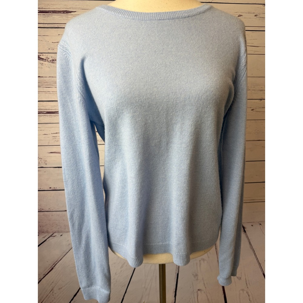 Gorsuch Sweater size Large 100% Cashmere Crew Neck Long Sleeve Womens Blue Knit